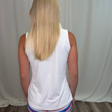 White Ruffle V-neck Tank