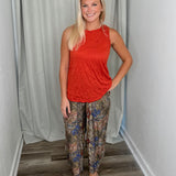 Rust Crinkle Tank Top