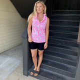 Ruffle V-Neck Coastal Pink Tank
