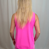 Clear Pink SlvLess Keyhole Top