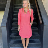 Clear Salmon Half Zip Dress