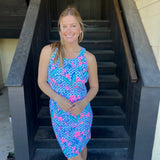 Blue Floral Sexy Dress