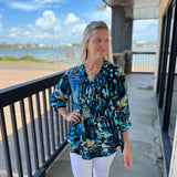 Navy Silk Top