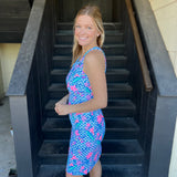 Blue Floral Sexy Dress