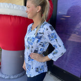 Blue Crinkle V-Neck