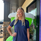 Navy Short Sleeve Top