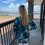 Navy Silk Top