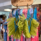Green Blue Tassel Earrings