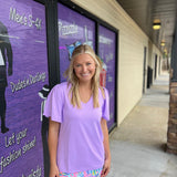 Clear Lilac S.Slv. Frill Vneck