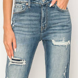 HIGH RISE STRETCH STRAIGHT WITH SINGLE CUFF JEANS: 1 (24)