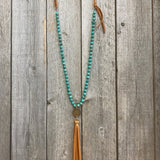 Turq w/Nickel & Leather Tassel