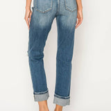HIGH RISE STRETCH STRAIGHT WITH SINGLE CUFF JEANS: 1 (24)