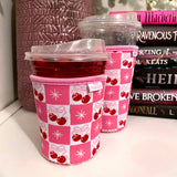 Cherry Bow Coquette Girl Iced Coffee Drink Sleeve - Small