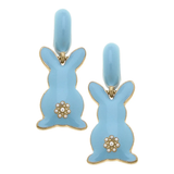 Cotton Tail Huggie Hoop Earrings in Light Blue