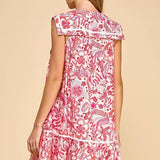 Floral Print Sailor Collar Ruffle Dress