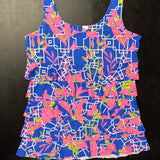 Blue and Pink Floral Cha Cha Top